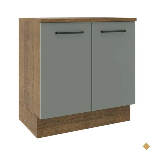 Balcão Armário de Cozinha 80 cm 2 Portas Rustic/Cinza Agata Madesa