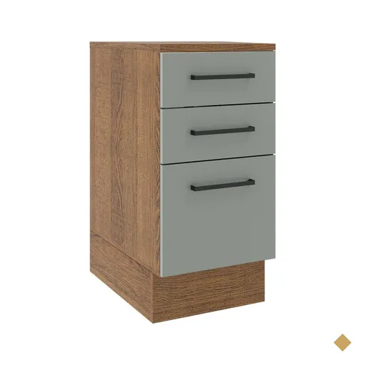 Balcão Madesa Agata 40 cm 3 Gavetas - Rustic/Cinza