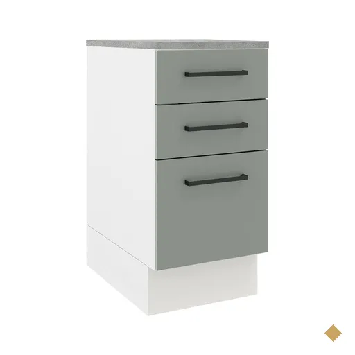 Balcão Madesa Agata 40 cm 3 Gavetas - Branco/Cinza