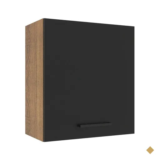 Armário de Cozinha Aéreo 60 cm 1 Porta Rustic/Preto Agata Madesa