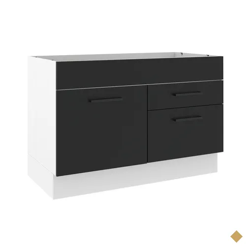 Balcão de Pia Cozinha 1 Porta e 2 Gavetas Branco/Preto Agata Madesa