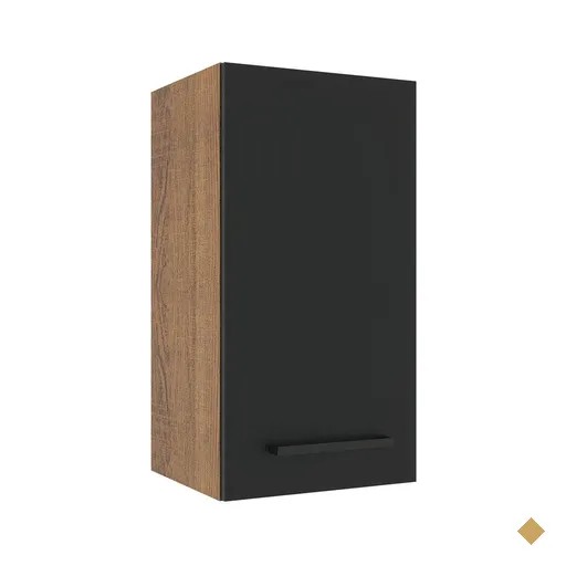 Armário de Cozinha Aéreo 35 cm 1 Porta Rustic/Preto Agata Madesa