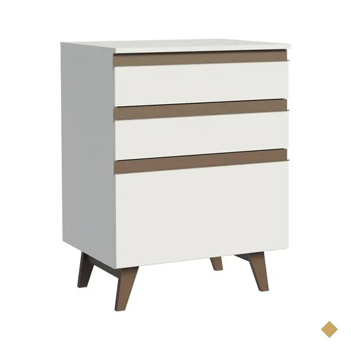 Balcão Armário de Cozinha 60 cm 3 Gavetas Branco Reims Madesa