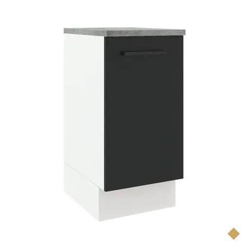 Balcão Armário de Cozinha 40 cm 1 Porta Branco/Preto Agata Madesa