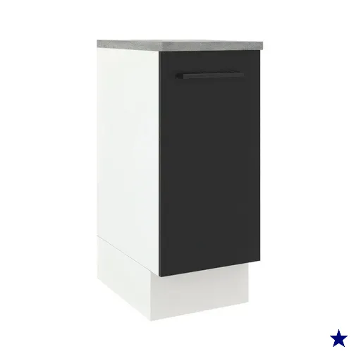 Balcão Armário de Cozinha 35 cm 1 Porta Branco/Preto Agata Madesa
