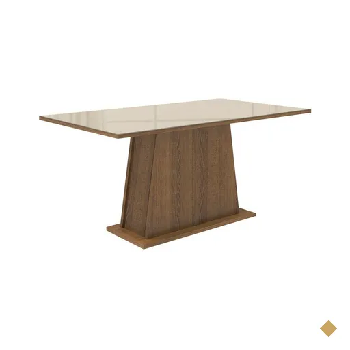 Mesa Madesa Retangular Tampo de Vidro 5364 - Rustic/Crema