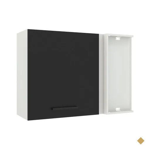 Armário de Cozinha Aéreo de Canto 1 Porta Branco/Preto Agata Madesa