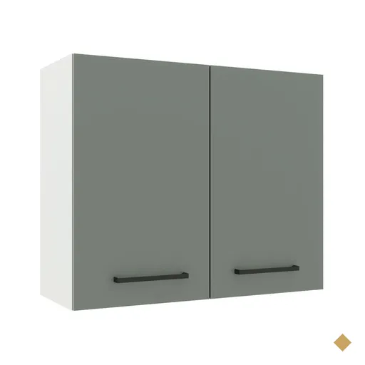 Armário de Cozinha Aéreo 80 cm 2 Portas Branco/Cinza Agata Madesa