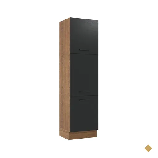 Paneleiro Armário de Cozinha 60 cm 3 Portas Rustic/Preto Agata Madesa