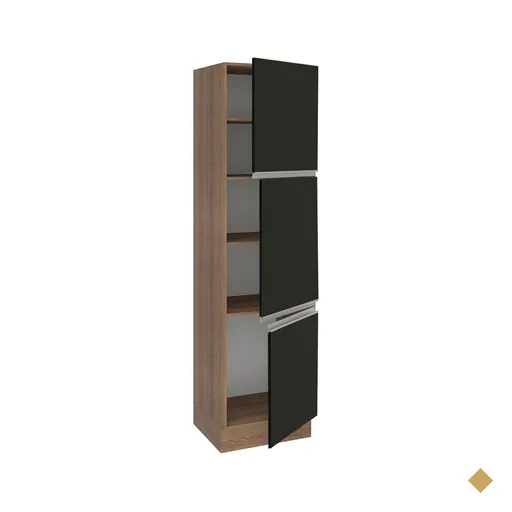 Paneleiro Armário de Cozinha 60 cm 3 Portas Rustic/Preto Glamy Madesa
