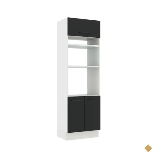 Torre Quente Armário de Cozinha 70 cm 3 Portas Branco/Preto Agata Madesa