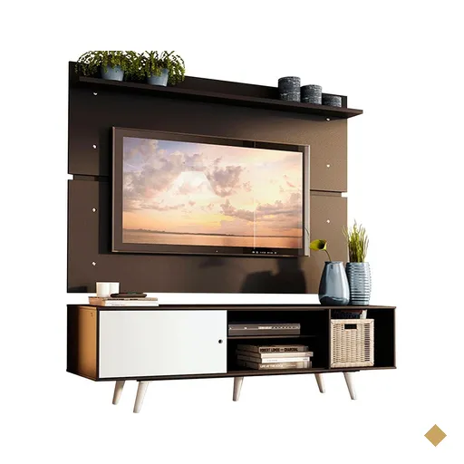 Rack Madesa Dubai e Painel para TV até 65 Polegadas com Pés - Preto/Branco…