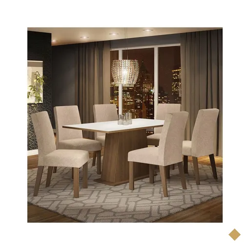 Conjunto Sala de Jantar Madesa Luciana Mesa Tampo de Madeira com 6 Cadeiras -…