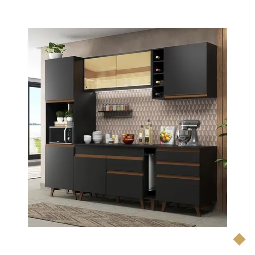 Cozinha Completa Madesa Reims 260004 com Armário e Balcão - Preto