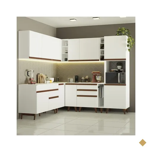 Cozinha Completa de Canto Madesa Reims 437001 com Armário e Balcão - Branco
