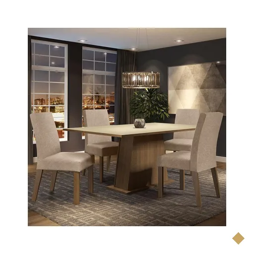 Conjunto Sala de Jantar Madesa Flavia Mesa Tampo de Madeira com 4 Cadeiras -…