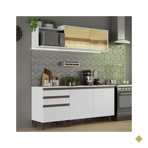 Cozinha Completa Madesa Reims 180001 com Armário e Balcão - Branco