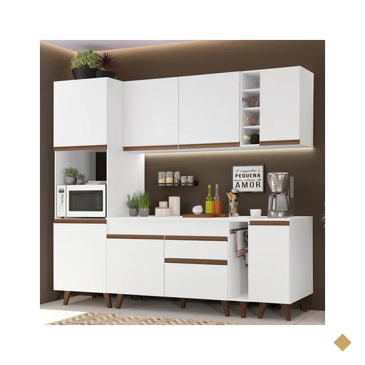 Cozinha Completa Madesa Reims 235002 com Armário e Balcão - Branco