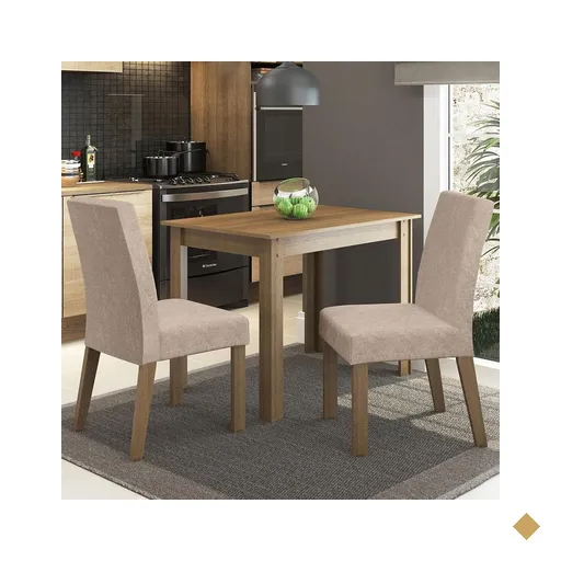 Conjunto Sala de Jantar Madesa Vic Mesa Tampo de Madeira com 2 Cadeiras -…