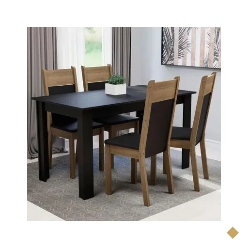 Conjunto Sala de Jantar Madesa Havana Mesa Tampo de Madeira 4 Cadeiras