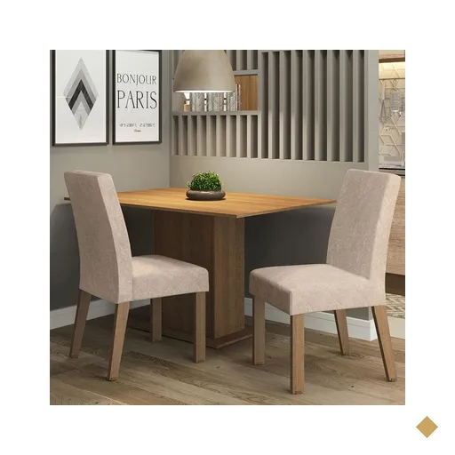 Conjunto Sala de Jantar Madesa Manu Mesa Tampo de Madeira com 2 Cadeiras -…