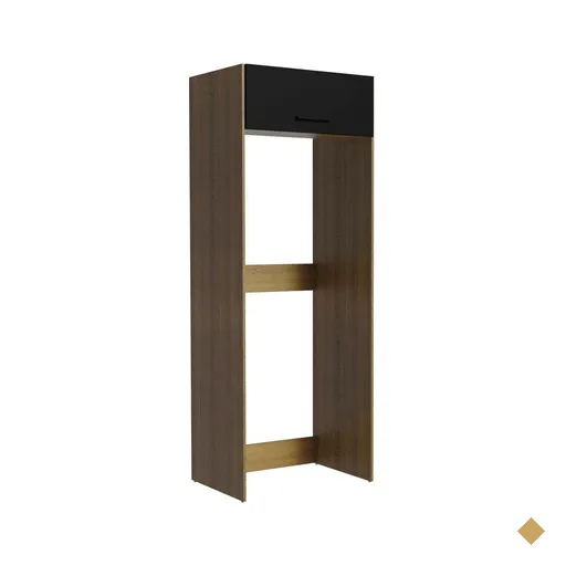 Porta Geladeira Armário de Cozinha 1 Porta Basculante Rustic/Preto Agata Madesa