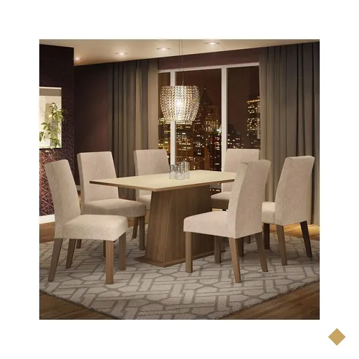 Conjunto Sala de Jantar Madesa Luciana Mesa Tampo de Madeira com 6 Cadeiras -…