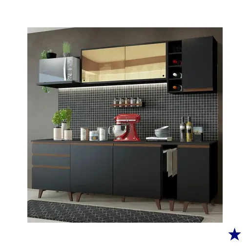 Cozinha Completa Madesa Reims 235001 com Armário e Balcão - Preto
