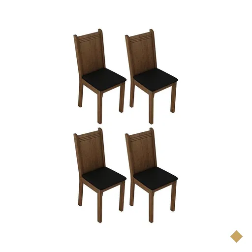 Kit 4 Cadeiras 4290 Madesa - Rustic/Preto