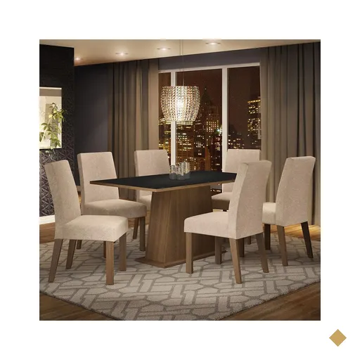 Conjunto Sala de Jantar Madesa Luciana Mesa Tampo de Madeira com 6 Cadeiras -…