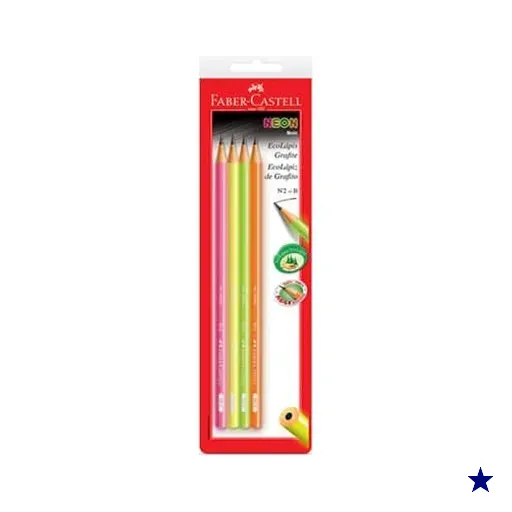 Lápis Grafite EcoLápis n.2 B Neon Faber-Castell BT 4 UN
