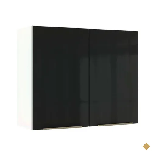 Armário Aéreo Madesa Lux 80 cm 2 Portas - Branco/Preto