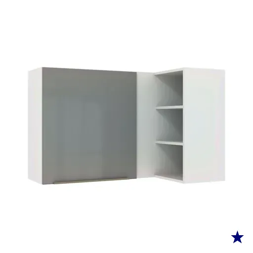 Armário Aéreo de Canto com Adega Acoplada Madesa Lux 1 Porta - Branco/Cinza