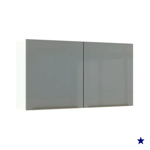 Armário Aéreo Madesa Lux 120 cm 2 Portas - Branco/Cinza