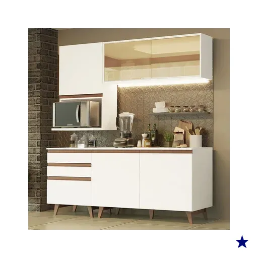 Cozinha Completa Madesa Reims 180002 com Armário e Balcão - Branco