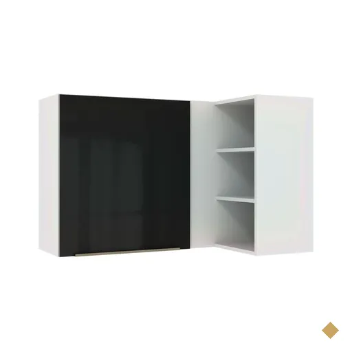 Armário Aéreo de Canto com Adega Acoplada Madesa Lux 1 Porta - Branco/Preto