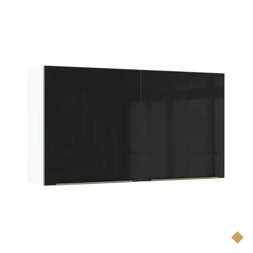 Armário Aéreo Madesa Lux 120 cm 2 Portas - Branco/Preto