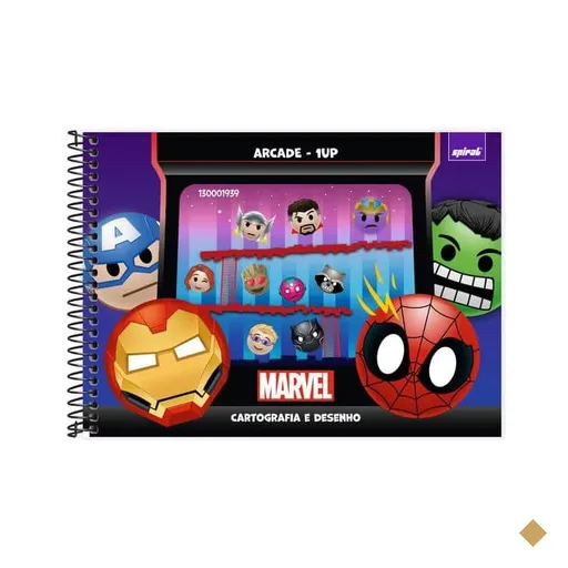 Caderno Cartografia e Desenho Capa Dura 48 Folhas, Marvel Emoji, 2645500…