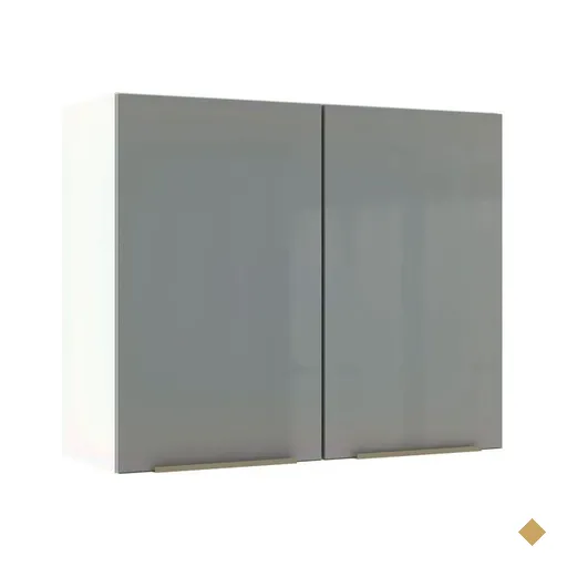 Armário Aéreo Madesa Lux 80 cm 2 Portas - Branco/Cinza