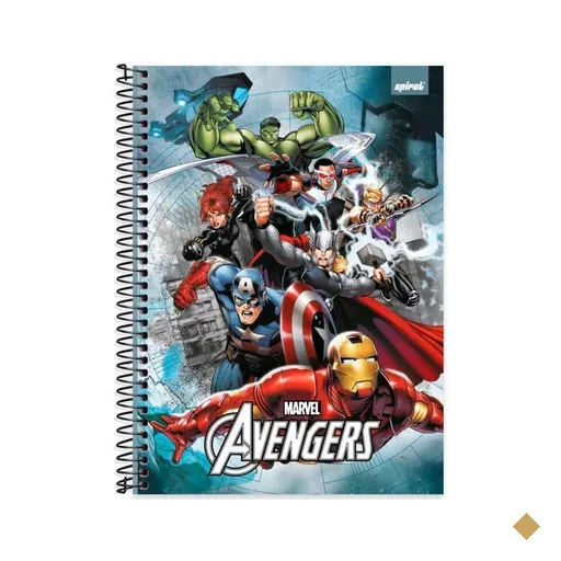 Caderno univ.capa dura 1x1 80fls Avengers 2402671 Spiral Av PT 1 UN