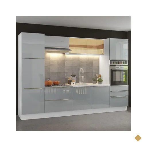 Cozinha Completa Madesa Lux com Armário e Balcão - Branco/Cinza