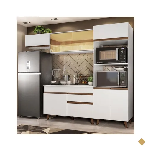 Armário de Cozinha Completa Madesa Reims 260001 com Balcão e Tampo - Branco