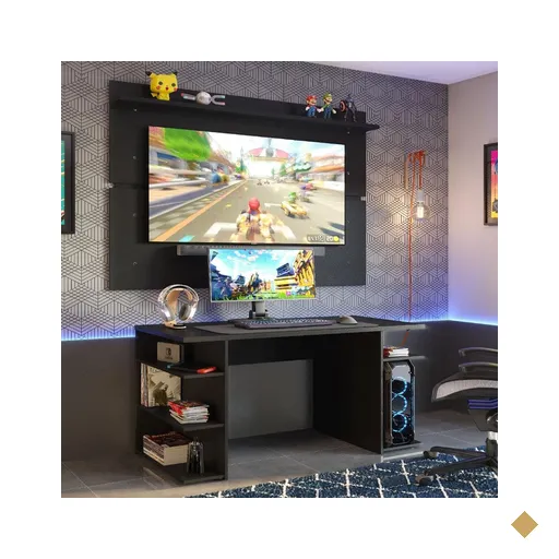 Mesa para Computador Gamer e Painel TV Madesa - Preto