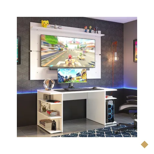 Mesa para Computador Gamer e Painel TV Madesa - Branco