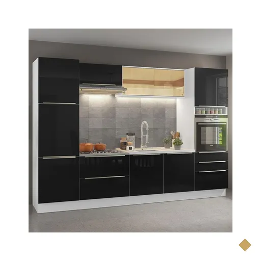 Cozinha Completa Madesa Lux com Armário e Balcão - Branco/Preto