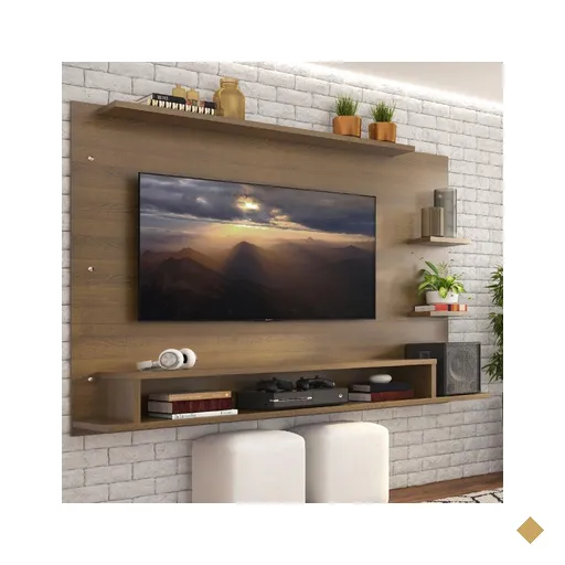 Painel para TV até 60 Polegadas Madesa Alfa com Prateleiras e Nichos - Rustic