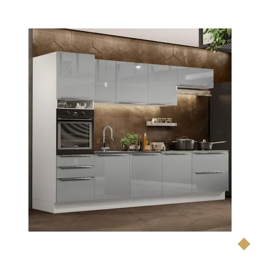 Cozinha Completa Madesa Lux 320004 com Armário e Balcão - Branco/Cinza
