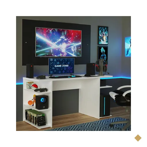 Mesa para Computador Gamer e Painel até 58 Madesa - Branco/Preto