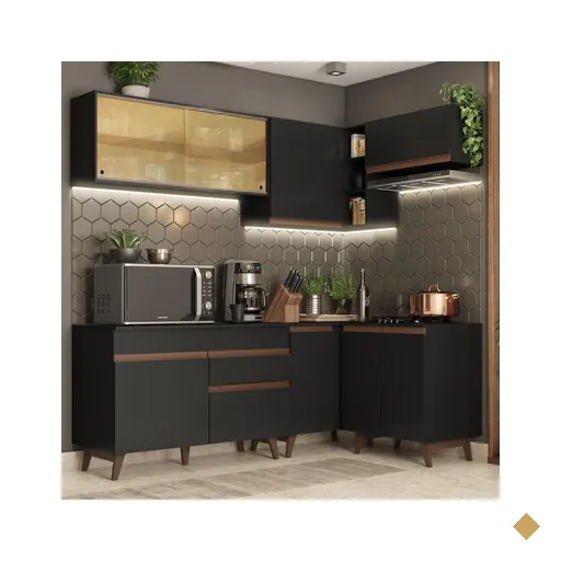 Armário de Cozinha Completa de Canto Madesa Reims 332002 com Balcão e Aéreo…