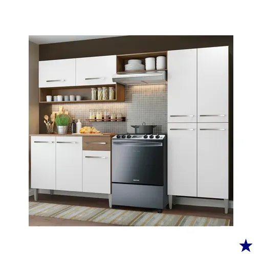 Armário de Cozinha Compacta Madesa Emilly Pop com Balcão - Rustic/Branco